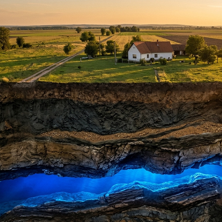 Przekrój gruntu z warstwami geologicznymi